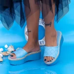 Papuci Dama cu Platforma KMD5 Albastru Mei