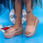 Papuci Dama cu Platforma KMD5 Roz Mei