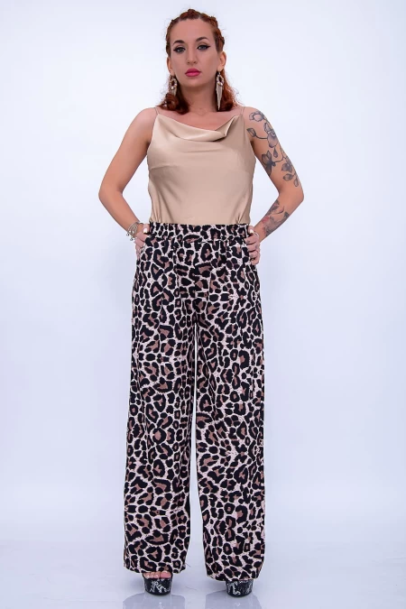 Pantaloni Dama 12261 Leopard Bej » MeiMall.Ro