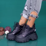 Pantofi Sport Dama cu Platforma WLGH68 Negru Mei