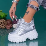 Pantofi Sport Dama cu Platforma WLGH68 Argintiu Mei
