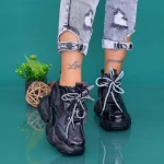 Pantofi Sport Dama cu Platforma WLGH70 Negru Mei