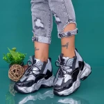 Pantofi Sport Dama cu Platforma WLGH70 Negru-Alb Mei