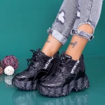 Pantofi Sport Dama cu Platforma WLGH73 Negru Mei