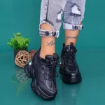 Pantofi Sport Dama cu Platforma WLGH76 Negru Mei