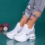 Pantofi Sport Dama cu Platforma YKQ237 Alb-Argintiu Mei
