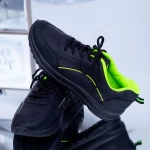 Pantofi Sport Barbati C23 Negru-Verde Fashion