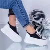 Pantofi Sport Dama cu Platforma KDN21 Negru-Alb Mei