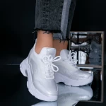 Pantofi Sport Dama cu Platforma WL138 Alb-Argintiu Mei
