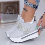 Pantofi Sport Dama cu Platforma WL206 Argintiu Mei