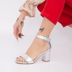 Sandale Dama cu Toc gros XKK230 Silver » MeiMall.Ro