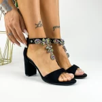 Sandale Dama cu Toc gros XKK561 Negru-Multicolor Mei