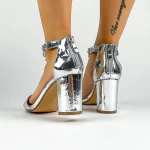 Sandale Dama cu Toc gros XKK561 Argintiu » MeiMall.Ro