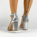 Sandale Dama cu Toc gros XKK553 Argintiu Mei