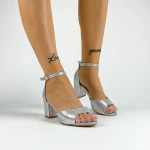 Sandale Dama cu Toc gros XKK566 Argintiu » MeiMall.Ro
