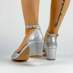 Sandale Dama cu Toc gros XKK566 Argintiu » MeiMall.Ro