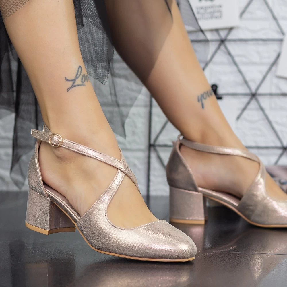 pantofi cu toc copii h&m Pantofi cu Toc gros 2YXD30 Champagne (K13) Mei