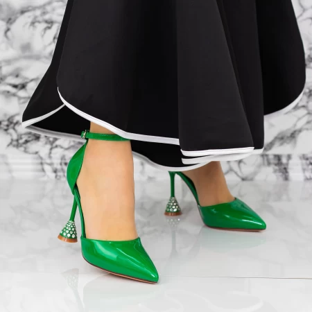 Pantofi cu Toc subtire 2DC5 Verde » MeiMall.Ro