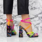 Sandale Dama cu Toc gros 2XKK116 Multicolor » MeiMall.Ro