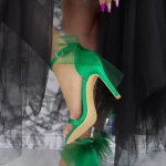 Sandale Dama cu Toc subtire 2LU2 Verde » MeiMall.Ro