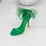 Sandale Dama cu Toc subtire 2LU2 Verde » MeiMall.Ro