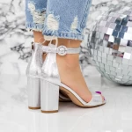 Sandale Dama cu Toc gros 2RG16 Argintiu » MeiMall.Ro