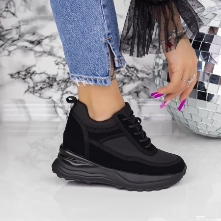 Pantofi Sport Dama cu Platforma 2SZ3 Negru » MeiMall.Ro