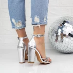 Sandale Dama cu Toc gros 2XKK33 Argintiu » MeiMall.Ro