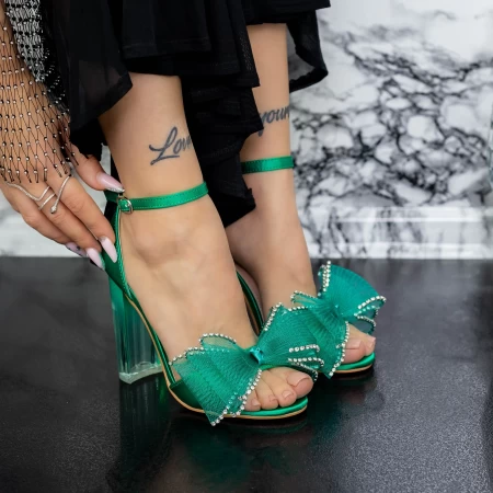 Sandale Dama cu Toc gros 2XKK11 Verde » MeiMall.Ro