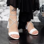 Sandale Dama cu Toc gros 2XKK59 Alb » MeiMall.Ro