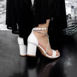 Sandale Dama cu Toc gros 2XKK59 Alb » MeiMall.Ro