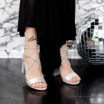 Sandale Dama cu Toc gros 2XKK59 Argintiu » MeiMall.Ro