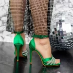 Sandale Dama cu Toc subtire 2BD21 Verde » MeiMall.Ro