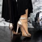 Sandale Dama cu Toc subtire 2XKK15 Champagne » MeiMall.Ro