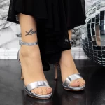 Sandale Dama cu Toc subtire 2XKK15 Argintiu » MeiMall.Ro