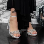 Sandale Dama cu Toc gros 2XKK22 Argintiu » MeiMall.Ro
