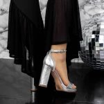 Sandale Dama cu Toc gros 2XKK57 Argintiu » MeiMall.Ro