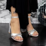 Sandale Dama cu Toc gros 2YXD73 Argintiu » MeiMall.Ro