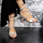 Sandale Dama cu Toc subtire 2YXD76 Argintiu » MeiMall.Ro
