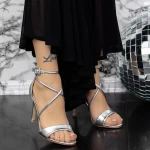 Sandale Dama cu Toc subtire 2YXD76 Argintiu » MeiMall.Ro