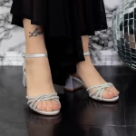 Sandale Dama cu Toc gros 2XKK25 Argintiu » MeiMall.Ro