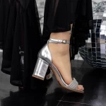 Sandale Dama cu Toc gros 2XKK30 Argintiu » MeiMall.Ro