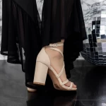 Sandale Dama cu Toc gros 2XKK35 Bej » MeiMall.Ro