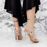 Sandale Dama cu Toc subtire 2BD31 Argintiu » MeiMall.Ro