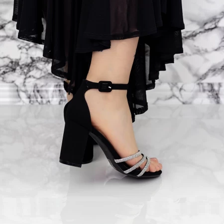 Sandale Dama cu Toc gros 2XKK28 Negru » MeiMall.Ro