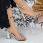 Sandale Dama cu Toc gros 2RG11 Argintiu » MeiMall.Ro