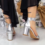 Sandale Dama cu Toc gros 2XKK230 Argintiu » MeiMall.Ro