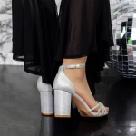 Sandale Dama cu Toc gros 2XKK27 Argintiu » MeiMall.Ro
