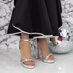 Sandale Dama cu Toc subtire si Platforma 2YXD80 Argintiu » MeiMall.Ro