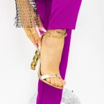 Sandale Dama cu Toc gros 2BD30 Auriu » MeiMall.Ro